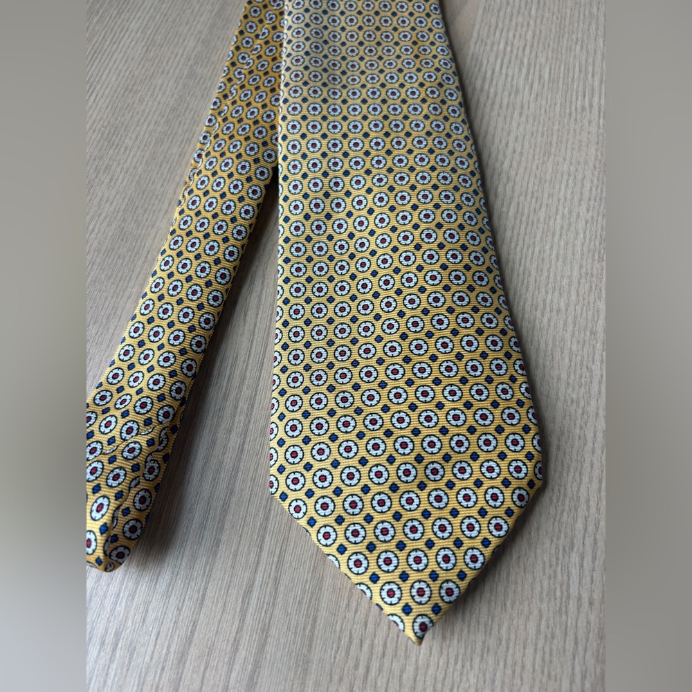 Ralph Lauren Yellow and Blue Floral Geometric Tie